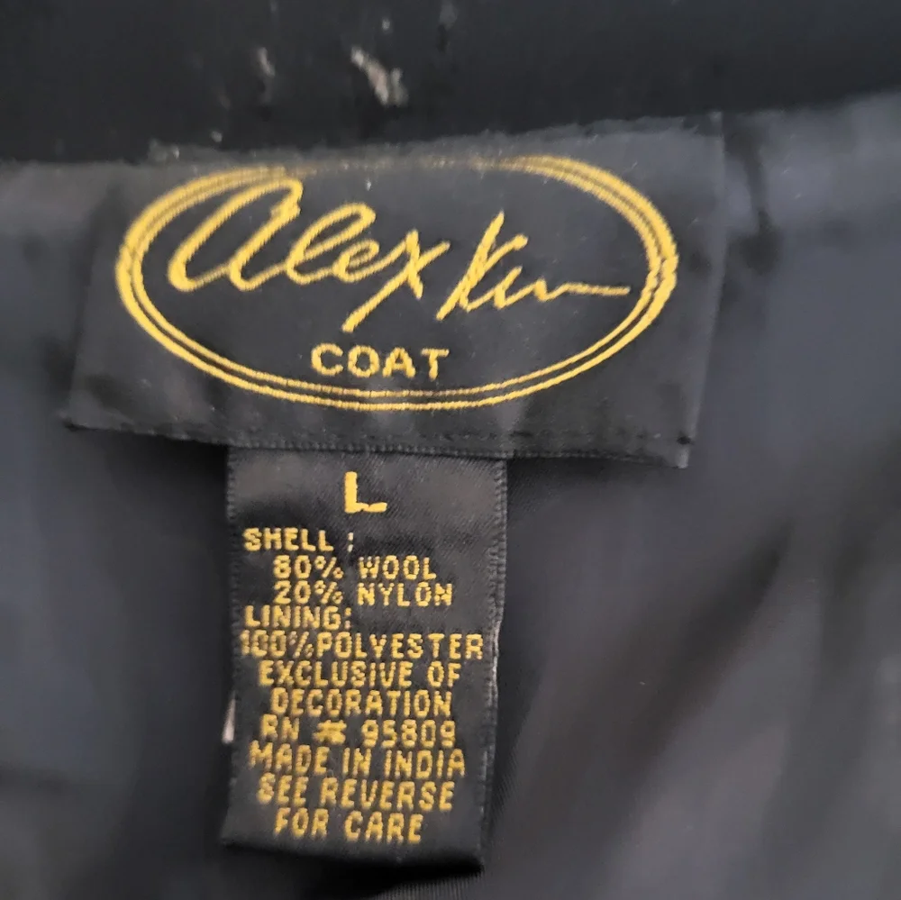 137B. Vtg. Alex Kim Embroidered Black Wool Blend Jacket/Coat - Size Large